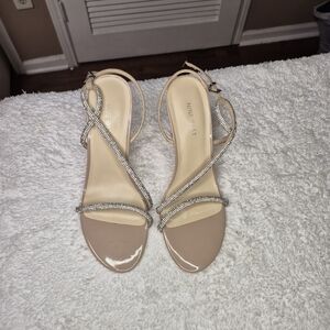 Nine West Nude Heels with Rhinestone Straps